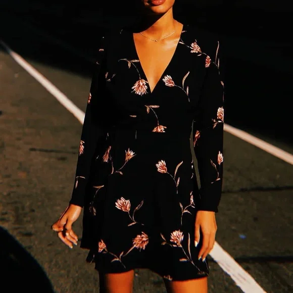 Lush Floral Long Sleeve Wrap Dress - Picture 5 of 5